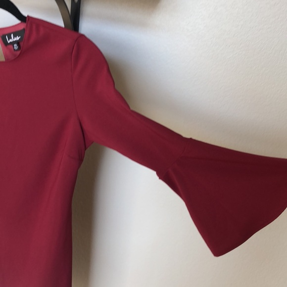 Lulus Center of Attention Maroon Bell Sleeve Dress - Picture 7 of 7